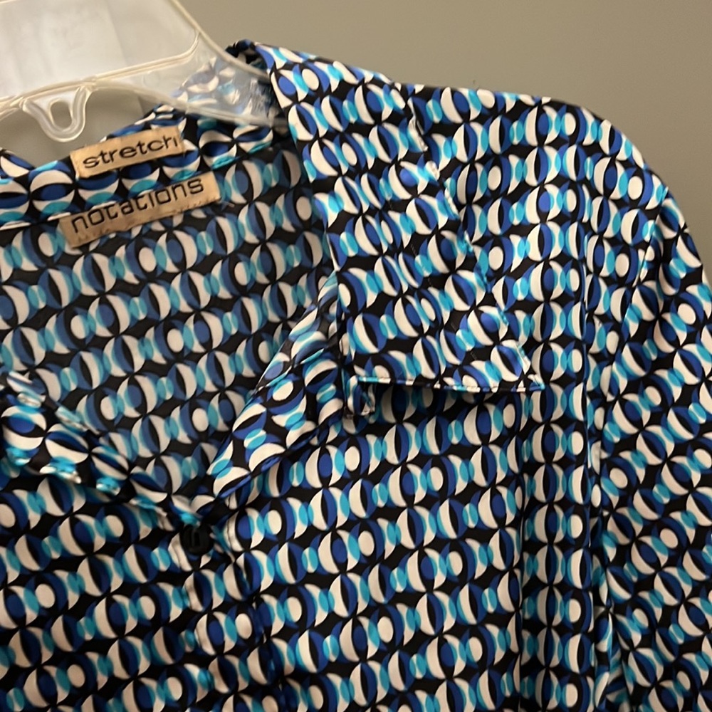 Notations Stretch Art Deco Print Shirt - image 2
